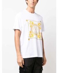 weißes bedrucktes T-Shirt mit einem Rundhalsausschnitt von VERSACE JEANS COUTURE