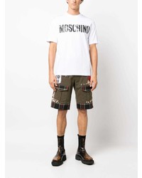 weißes bedrucktes T-Shirt mit einem Rundhalsausschnitt von Moschino