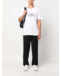 weißes bedrucktes T-Shirt mit einem Rundhalsausschnitt von BOSS