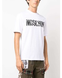 weißes bedrucktes T-Shirt mit einem Rundhalsausschnitt von Moschino