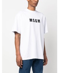 weißes bedrucktes T-Shirt mit einem Rundhalsausschnitt von MSGM