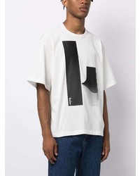 weißes bedrucktes T-Shirt mit einem Rundhalsausschnitt von Kolor