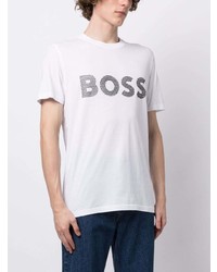 weißes bedrucktes T-Shirt mit einem Rundhalsausschnitt von BOSS