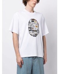 weißes bedrucktes T-Shirt mit einem Rundhalsausschnitt von A Bathing Ape