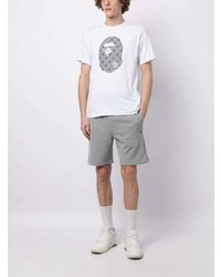 weißes bedrucktes T-Shirt mit einem Rundhalsausschnitt von A Bathing Ape