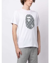 weißes bedrucktes T-Shirt mit einem Rundhalsausschnitt von A Bathing Ape