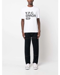 weißes bedrucktes T-Shirt mit einem Rundhalsausschnitt von A.P.C.