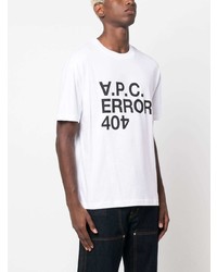 weißes bedrucktes T-Shirt mit einem Rundhalsausschnitt von A.P.C.