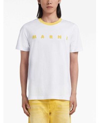 weißes bedrucktes T-Shirt mit einem Rundhalsausschnitt von Marni