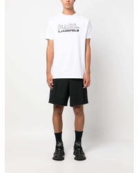 weißes bedrucktes T-Shirt mit einem Rundhalsausschnitt von Karl Lagerfeld