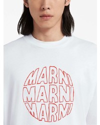 weißes bedrucktes T-Shirt mit einem Rundhalsausschnitt von Marni