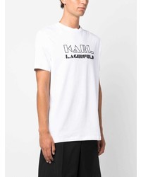 weißes bedrucktes T-Shirt mit einem Rundhalsausschnitt von Karl Lagerfeld