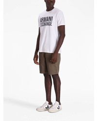 weißes bedrucktes T-Shirt mit einem Rundhalsausschnitt von Armani Exchange