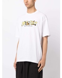 weißes bedrucktes T-Shirt mit einem Rundhalsausschnitt von A Bathing Ape