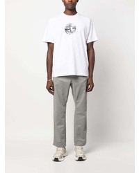 weißes bedrucktes T-Shirt mit einem Rundhalsausschnitt von Stone Island