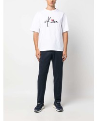 weißes bedrucktes T-Shirt mit einem Rundhalsausschnitt von Kiton