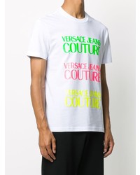 weißes bedrucktes T-Shirt mit einem Rundhalsausschnitt von VERSACE JEANS COUTURE