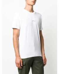 weißes bedrucktes T-Shirt mit einem Rundhalsausschnitt von Stone Island