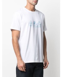 weißes bedrucktes T-Shirt mit einem Rundhalsausschnitt von A.P.C.