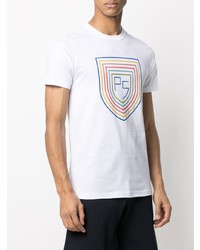 weißes bedrucktes T-Shirt mit einem Rundhalsausschnitt von Paul Smith