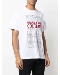 weißes bedrucktes T-Shirt mit einem Rundhalsausschnitt von VERSACE JEANS COUTURE