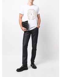 weißes bedrucktes T-Shirt mit einem Rundhalsausschnitt von VERSACE JEANS COUTURE