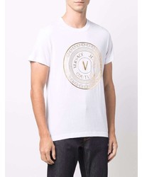 weißes bedrucktes T-Shirt mit einem Rundhalsausschnitt von VERSACE JEANS COUTURE