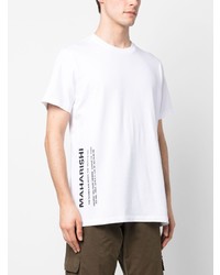 weißes bedrucktes T-Shirt mit einem Rundhalsausschnitt von Maharishi