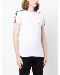 weißes bedrucktes T-Shirt mit einem Rundhalsausschnitt von Emporio Armani