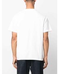 weißes bedrucktes T-Shirt mit einem Rundhalsausschnitt von MAISON KITSUNÉ