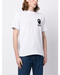 weißes bedrucktes T-Shirt mit einem Rundhalsausschnitt von A Bathing Ape