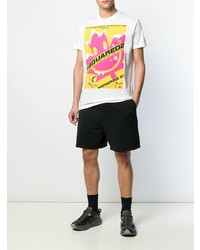 weißes bedrucktes T-Shirt mit einem Rundhalsausschnitt von DSQUARED2