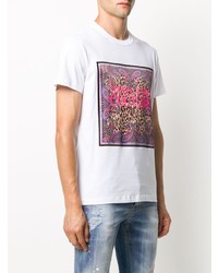 weißes bedrucktes T-Shirt mit einem Rundhalsausschnitt von VERSACE JEANS COUTURE