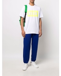 weißes bedrucktes T-Shirt mit einem Rundhalsausschnitt von MSGM