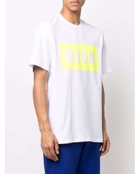 weißes bedrucktes T-Shirt mit einem Rundhalsausschnitt von MSGM