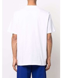 weißes bedrucktes T-Shirt mit einem Rundhalsausschnitt von MSGM