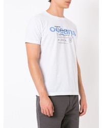 weißes bedrucktes T-Shirt mit einem Rundhalsausschnitt von OSKLEN