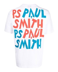 weißes bedrucktes T-Shirt mit einem Rundhalsausschnitt von PS Paul Smith