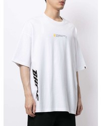 weißes bedrucktes T-Shirt mit einem Rundhalsausschnitt von A Bathing Ape