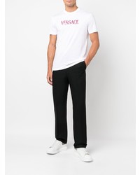 weißes bedrucktes T-Shirt mit einem Rundhalsausschnitt von Versace