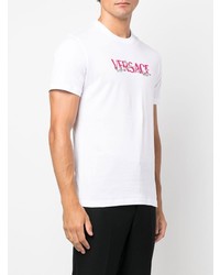 weißes bedrucktes T-Shirt mit einem Rundhalsausschnitt von Versace