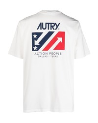 weißes bedrucktes T-Shirt mit einem Rundhalsausschnitt von AUTRY