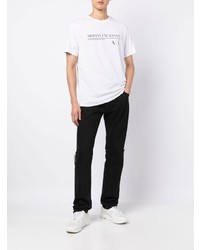 weißes bedrucktes T-Shirt mit einem Rundhalsausschnitt von Armani Exchange