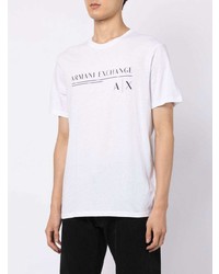 weißes bedrucktes T-Shirt mit einem Rundhalsausschnitt von Armani Exchange