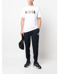 weißes bedrucktes T-Shirt mit einem Rundhalsausschnitt von BOSS