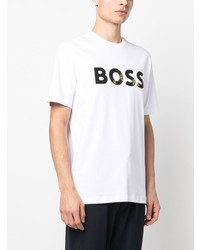 weißes bedrucktes T-Shirt mit einem Rundhalsausschnitt von BOSS