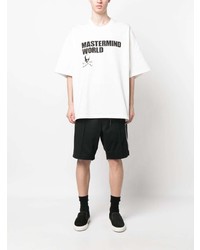 weißes bedrucktes T-Shirt mit einem Rundhalsausschnitt von Mastermind Japan