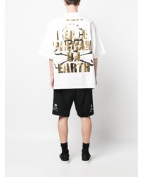 weißes bedrucktes T-Shirt mit einem Rundhalsausschnitt von Mastermind Japan