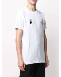 weißes bedrucktes T-Shirt mit einem Rundhalsausschnitt von Off-White