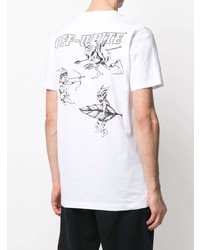 weißes bedrucktes T-Shirt mit einem Rundhalsausschnitt von Off-White